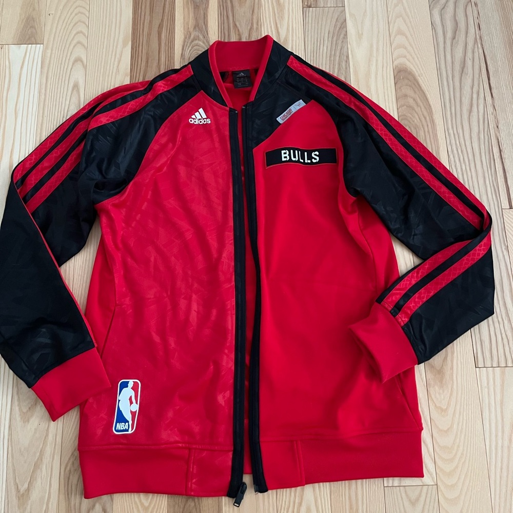 Men’s Red & Black NBA Adidas Chicago Bulls Track Suit Zip Up